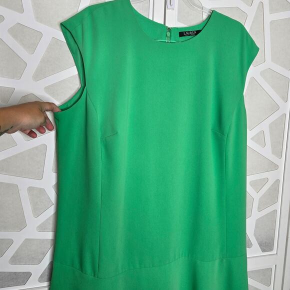 Lauren Ralph Lauren Hampton Green Drop Waist Dress Womens Plus SZ 14W Work - Picture 2 of 6
